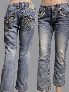 Rock revival vintage Y2K oversized, straight leg jeans